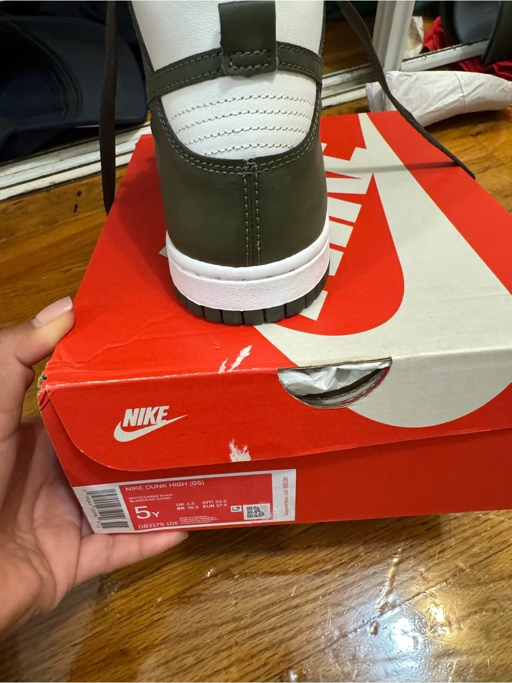 Nike High-Top Sneakers in Olive Green & White